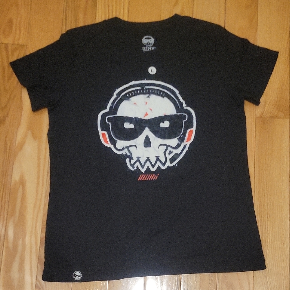 Black Short Sleeve Tee with Skull Graphic